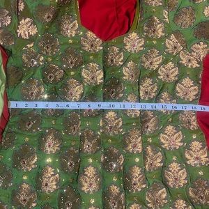 Green and Gold Embroidered Women's Top